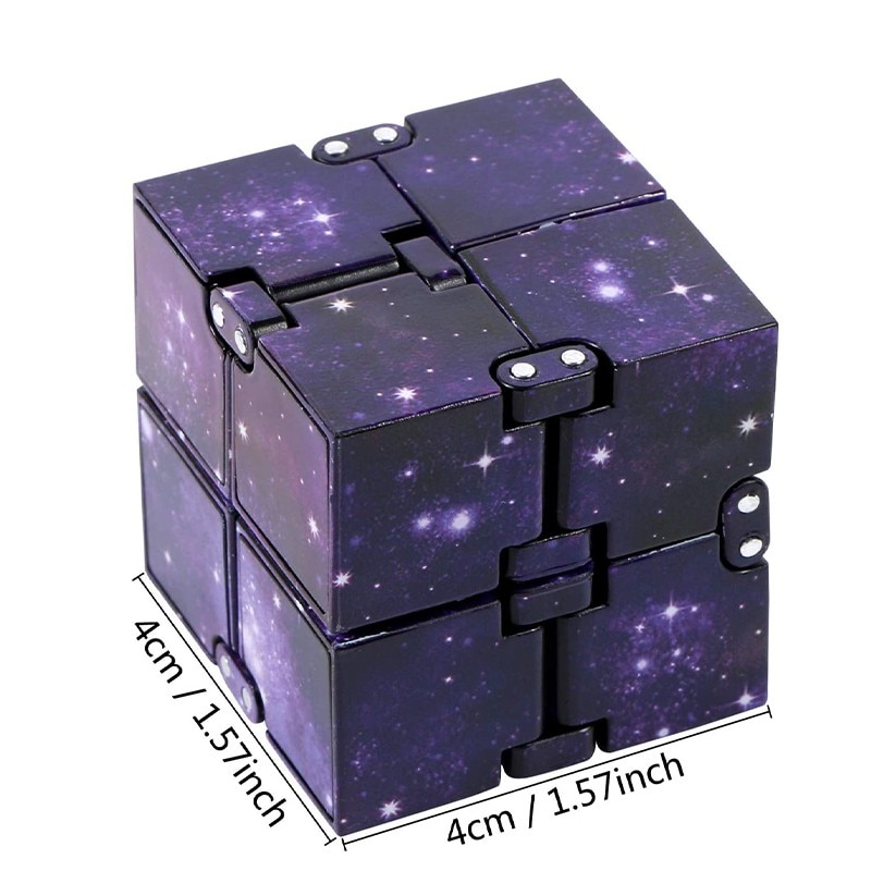 6 Pieces Infinity Cube Prime Fidget Toy for Stress and Anxiety Relief Sensory Tool Fidgeting Game Supplies Starry Color, Starry Blue, Starry Purple 